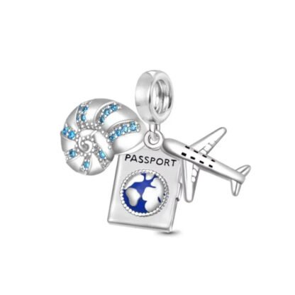 Traveller Passport Seashell Airplane Charm