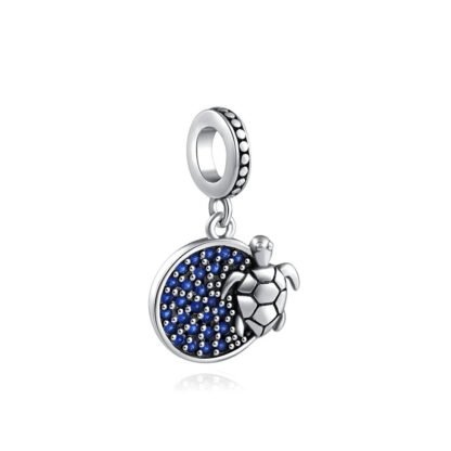 Silver Small Turtle Blue Pool Charm