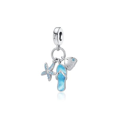 Blue Vacation Beach Flip-flop Seashell Starfish Charm