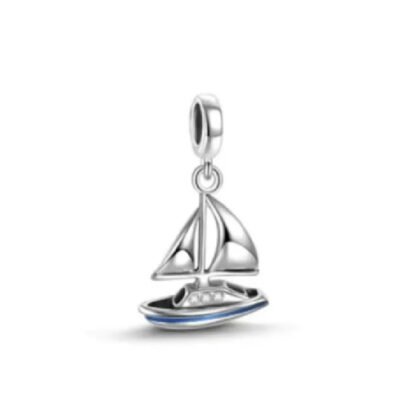 Simple Blue Yacht Boat Charm