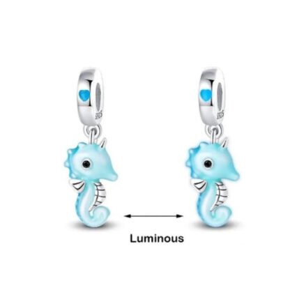 Glow in the Dark Luminous Blue Seahorse Charm