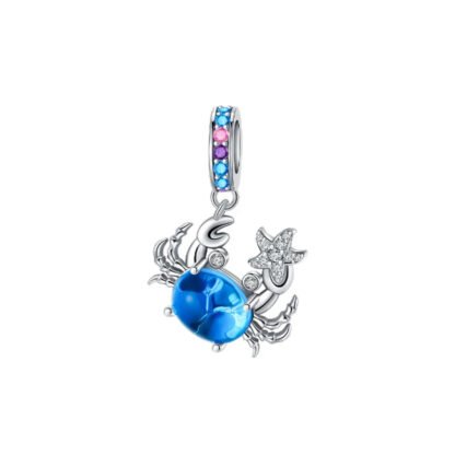 Blue Crab Gripping Starfish Charm