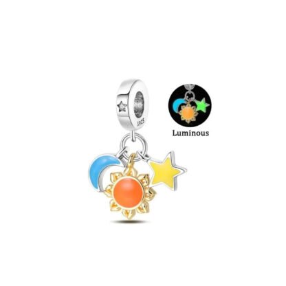 Glow in the Dark Luminous Astrology Moon Sun Star Charm