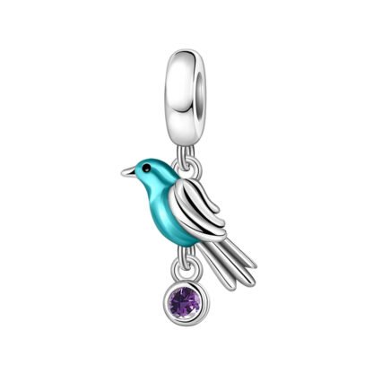 Blue Bird Purple Gem Charm