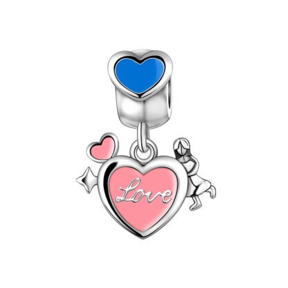 Girl Love Lettering Pink Heart Medal Charm