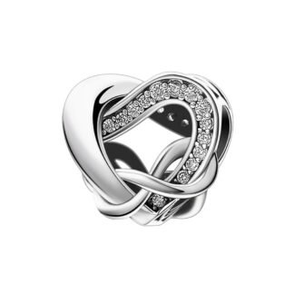 Elegant Silver Heart Knots Charm