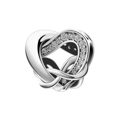 Elegant Silver Heart Knots Charm