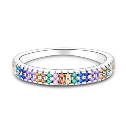 Rainbow Crystal Silver Ring - Image 2