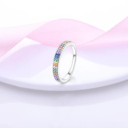 Rainbow Crystal Silver Ring - Image 3