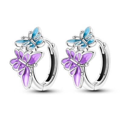 Butterfly Silver Hoop Earrings