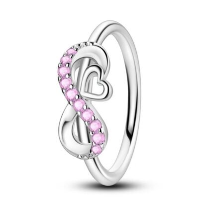 Crystal Infinity Heart Silver Ring