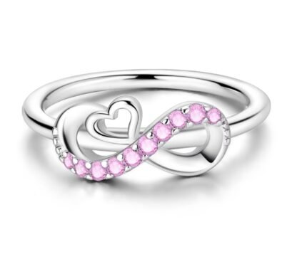 Crystal Infinity Heart Silver Ring - Image 2