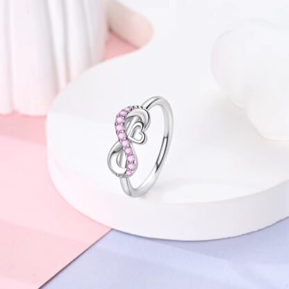 Crystal Infinity Heart Silver Ring - Image 3