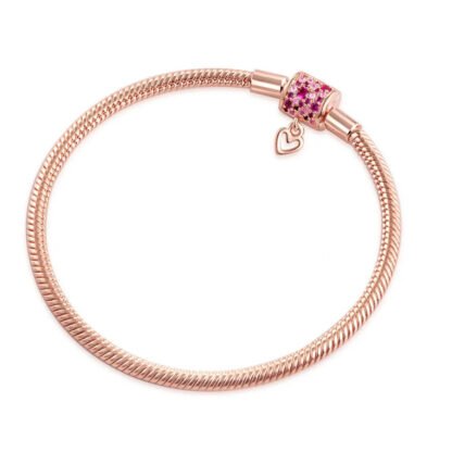 Crystal Heart Rose Gold Charm Bracelet