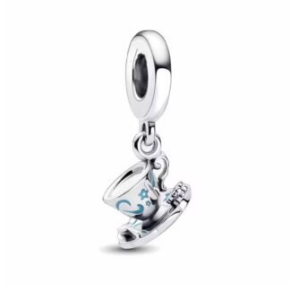 Alice in Wonderland Teacup Blue Engraved Charm