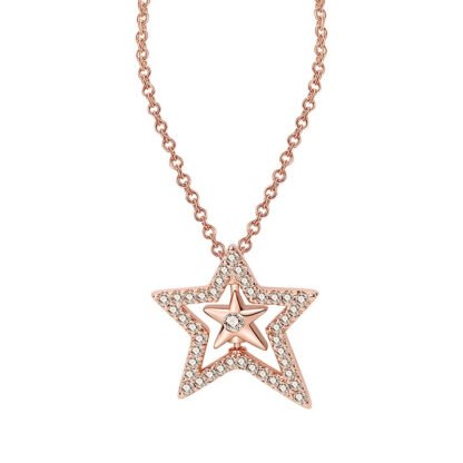 Rose Gold Crystal Star Silver Necklace