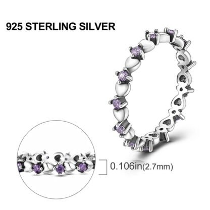 Purple Crystal Heart Silver Ring - Image 2