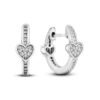 Crystal Heart Silver Hoop Earrings