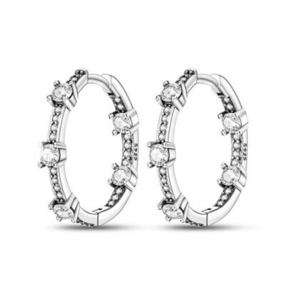 Crystal Silver Hoop Earrings