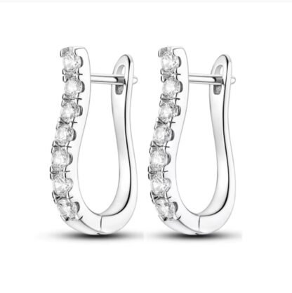 Crystal Silver Hoop Earrings