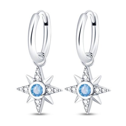 Star Silver Hoop Earrings