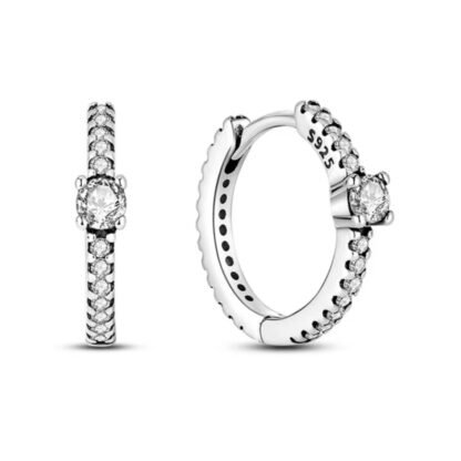 Crystal Silver Hoop Earrings