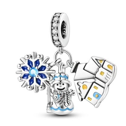 Snowflake Snowman Christmas Charm