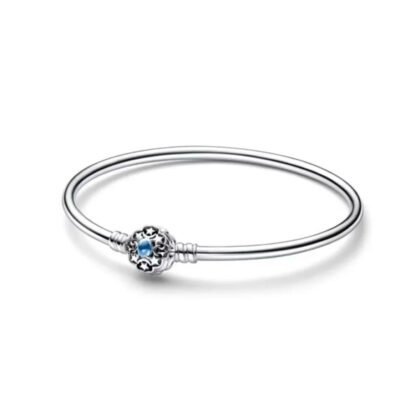 Blue Crystal Charm Bangle Bracelet