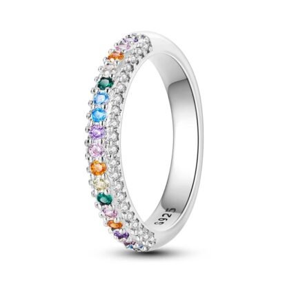 Rainbow Crystal Silver Ring