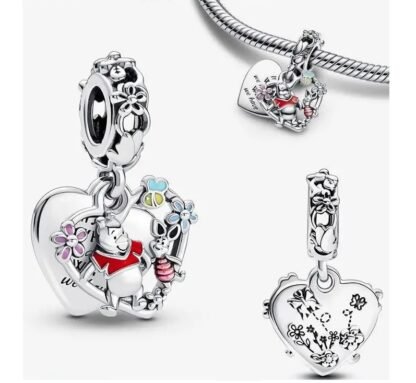Silver Floral Heart Piglet Winnie the Pooh Disney Charm - Image 3