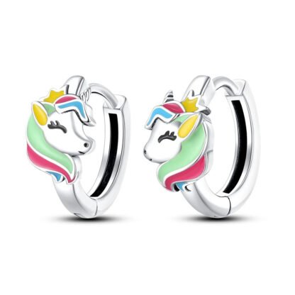 Unicorn Silver Hoop Earrings