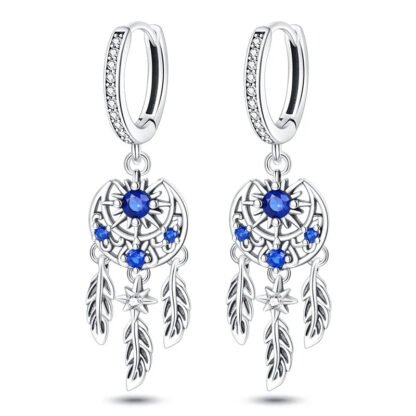 Dreamcatcher Silver Hoop Earrings