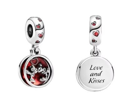 Silver Mickey Minnie Mouse Heart Disney Medal Charm - Image 2