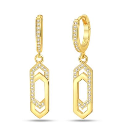 Crystal Geometric Gold Silver Hoop Earrings