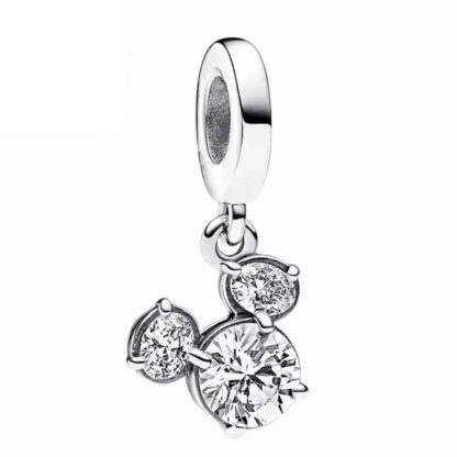 Silver Crystal Mickey Mouse Symbol Disney Charm