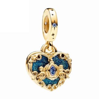 Gold Heart Dream Wish Carriage Cinderella Disney Charm