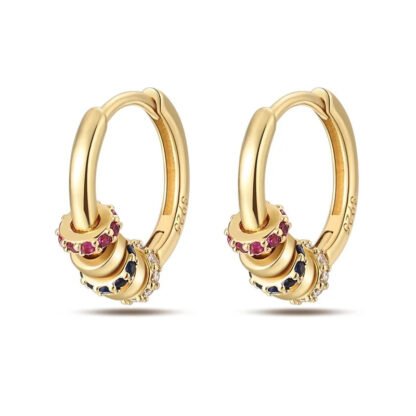 Crystal Gold Silver Hoop Earrings