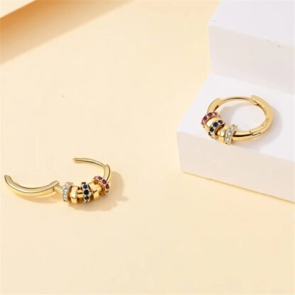 Crystal Gold Silver Hoop Earrings - Image 2