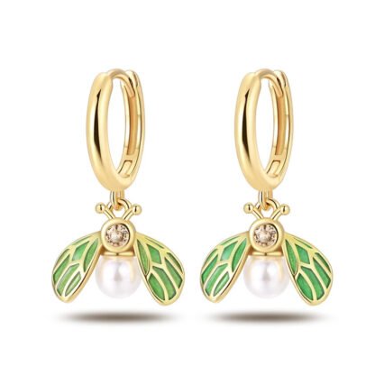 Crystal Bee Gold Silver Hoop Earrings