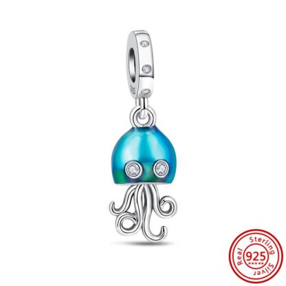 Glossy Blue Squid Ocean Creature Charm