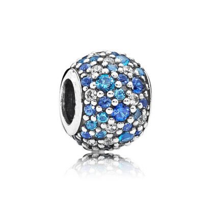 Silver Blue Aqua Gems Ocean Floor Bead Charm