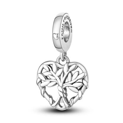 Silver Homely Knot Tree of Life Heart Charm
