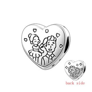 Silver Heart Father Daughter Love Charm