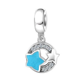 Silver and Blue Stars Charm