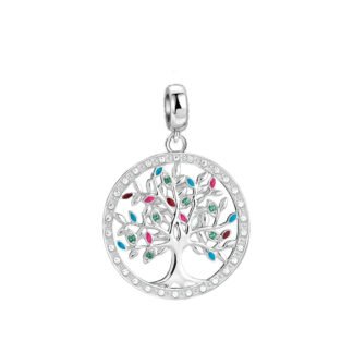 Colorful Leaves Silver Tree Charm