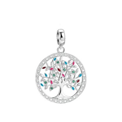 Colorful Leaves Silver Tree Charm