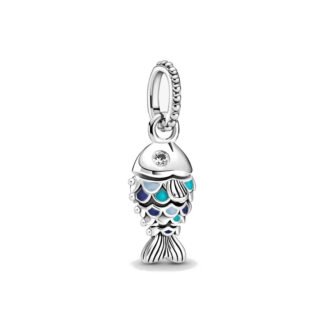 Silver Pretty Blue Fish Charm