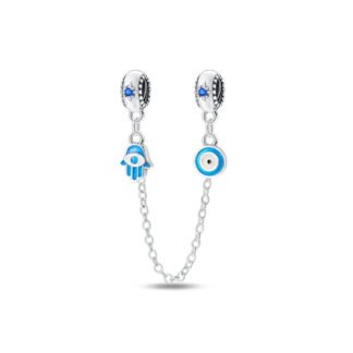 Blue Hamsa Hand Evil Eye Protection Charm