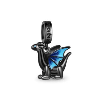 Cool Black Dragon Blue Wings Charm