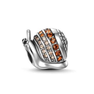 Silver Snail Orange Gems Charm